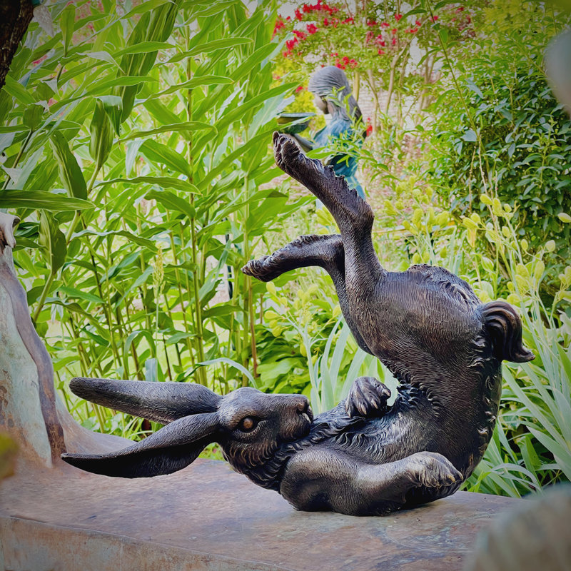 Rabbit Bronze Garden Statue