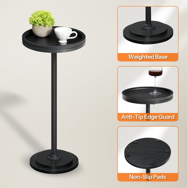 Ensemble de 2 tables d'appoint à piédestal rond pour petits espaces, tables basses rétro pour salon, chambre à coucher et canapé
