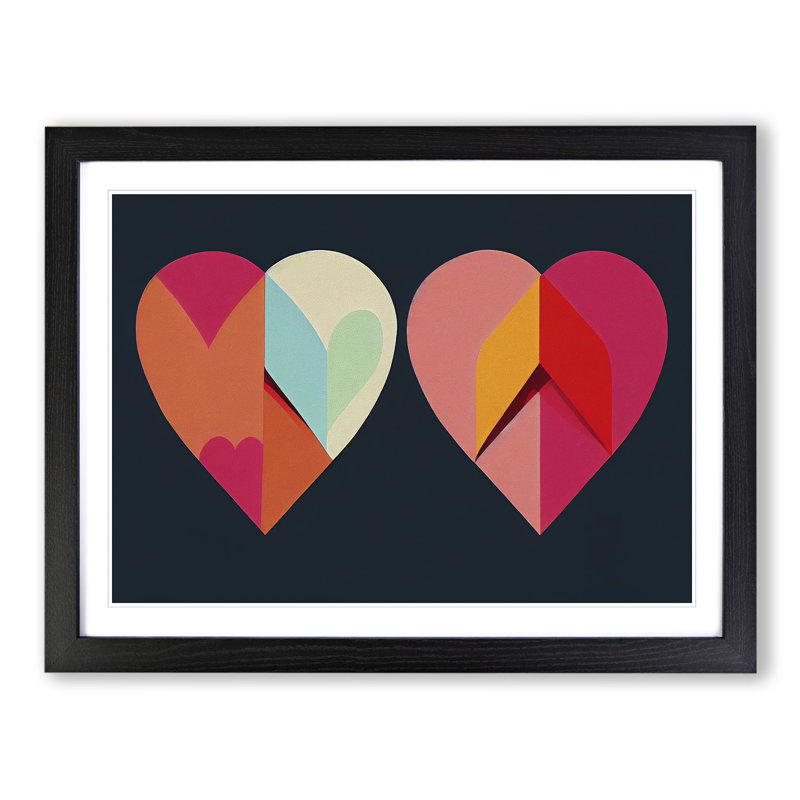 Abstract Art Love Heart Vol.2 1 Piece Single Picture Frame Painting, 34cm H x 46cm W x 2cm D, Black