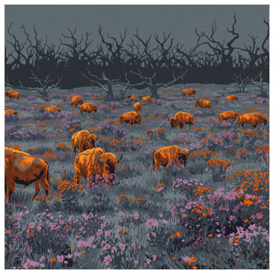 Édredon Buffalo In Wildflowers Field