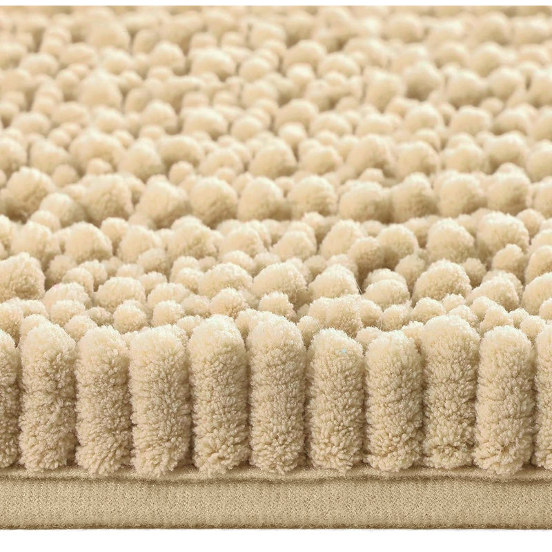 36"x24" - Beige Large Soft Cozy Plush Chenille Bath Mat Bathroom Rug, Birch