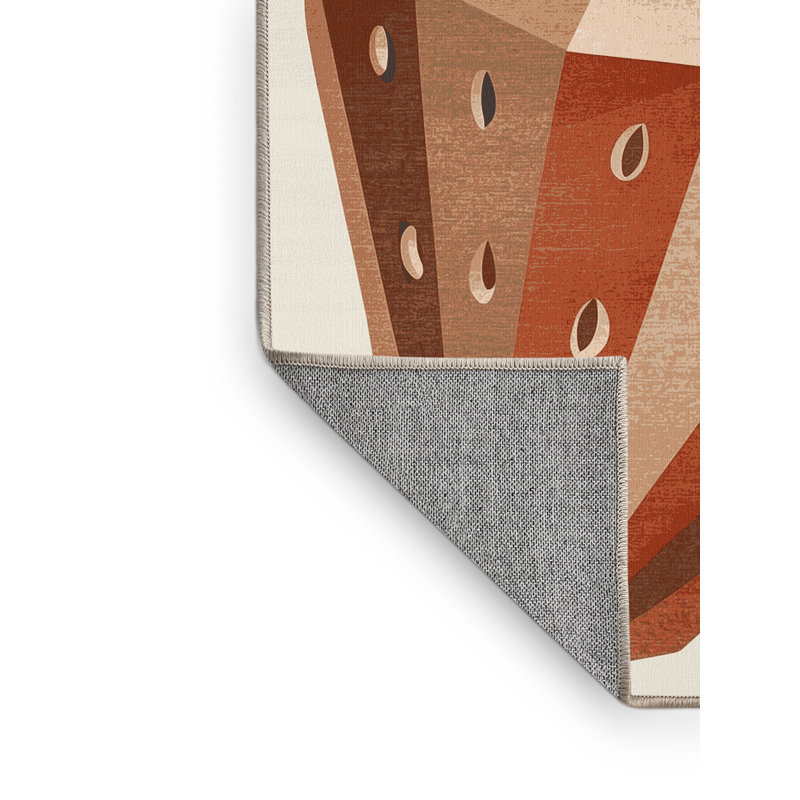 Machine Washable Tomohon Strawberry Modern Rug in Beige – Beige Binding, 2x3