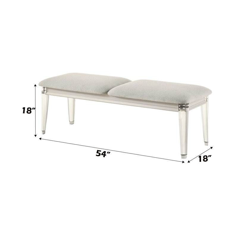 Élégant banc de siège bouclé gris - Mousse rembourrée en mousse de 54 po de largeur avec pieds en tissu d'ameublement en acrylique