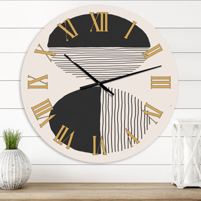 Minimal Geometric Lines and Circle IV - Horloge murale moderne