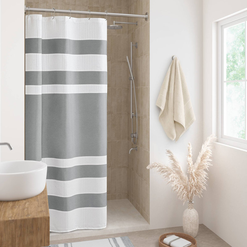 Rideau de douche spa gaufré gris 36 x 72 po avec traitement 3M, Gris, H 72 po x l 36 po