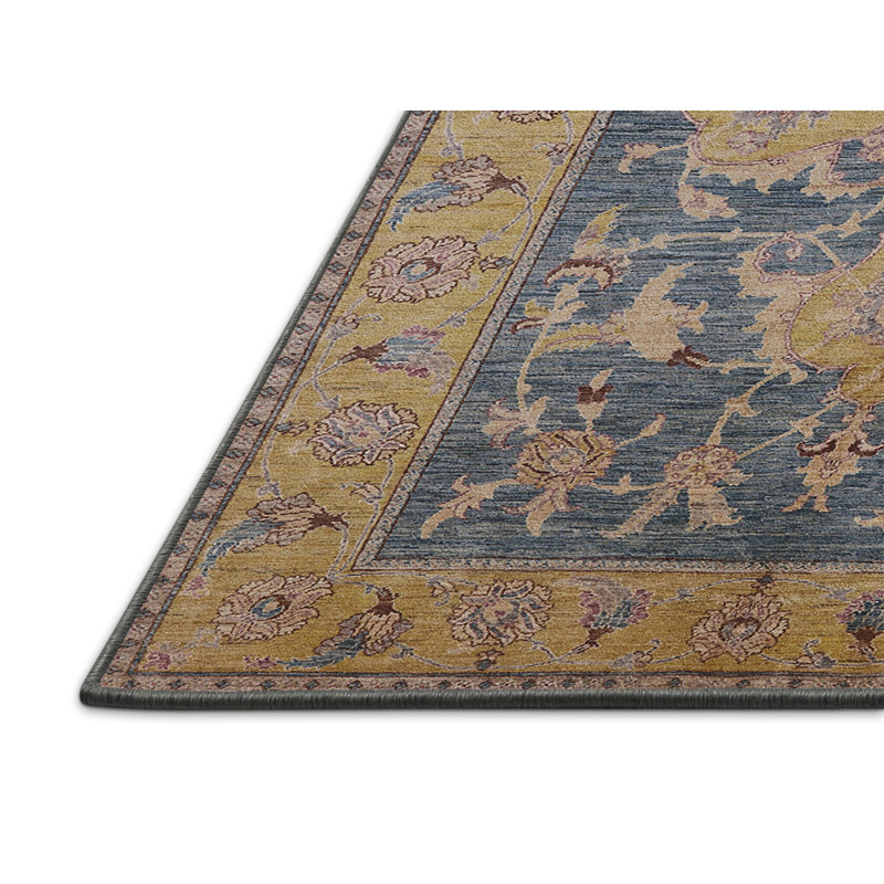 Tapis oriental jaune / bleu Garber, Rectangle 6 pi x 9 pi