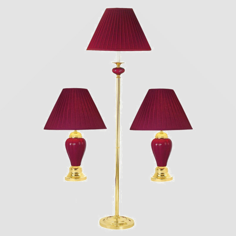 Aaronjosh 64'' Column Floor Lamp, Burgundy