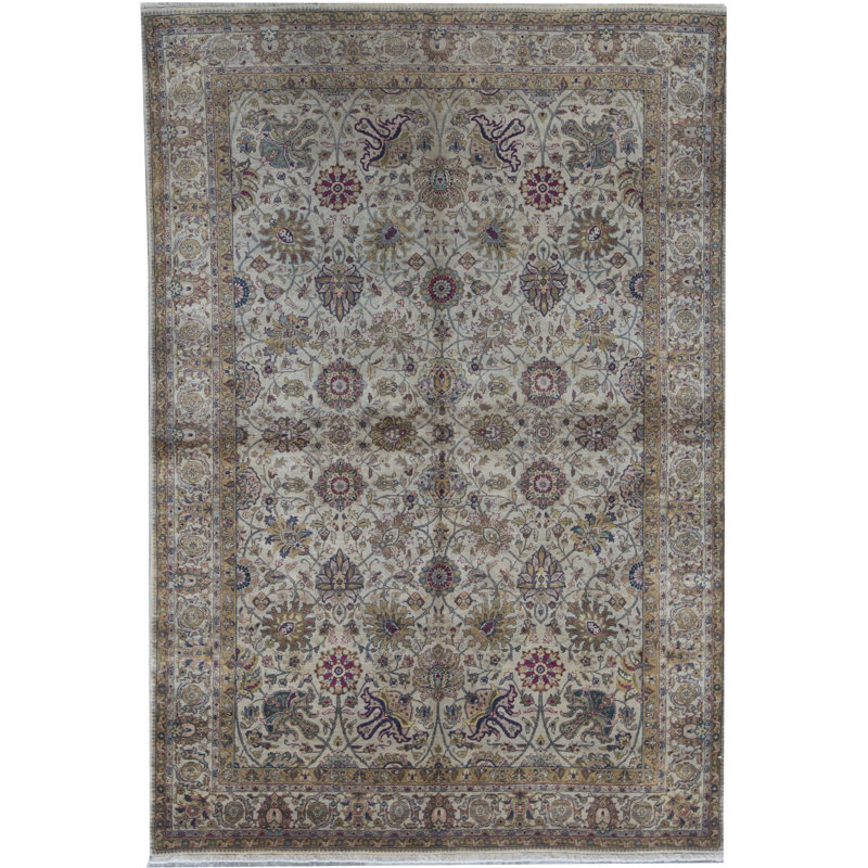 Tapis ivoire et ivoire noué à la main de haute qualité