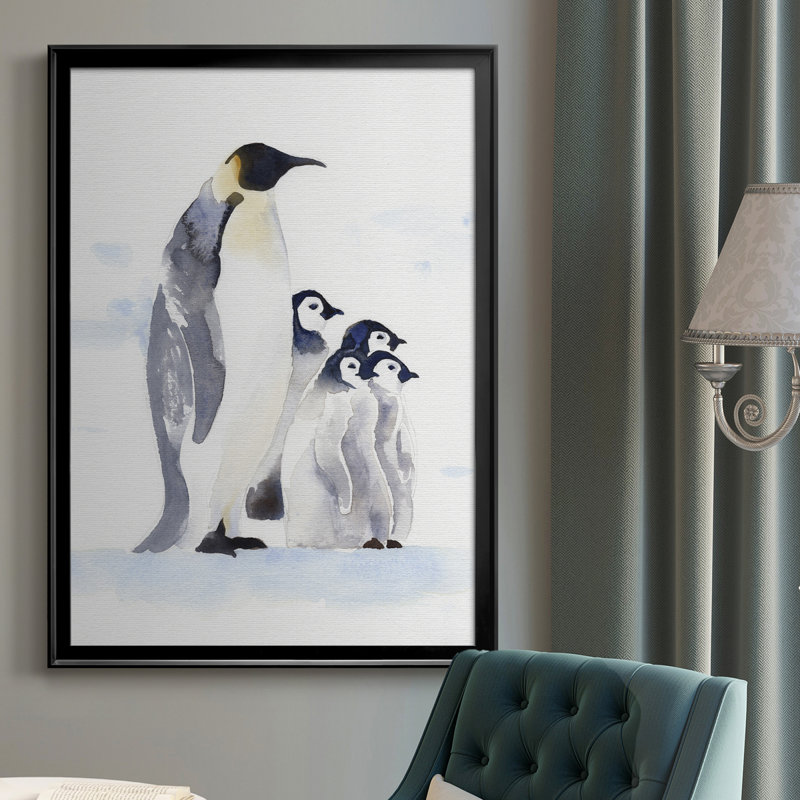 «Emperor Penguins I», toile encadrée de qualité supérieure - prête à être accrochée, H 36,5 po x l 26,5 po x P 1 po, Noir