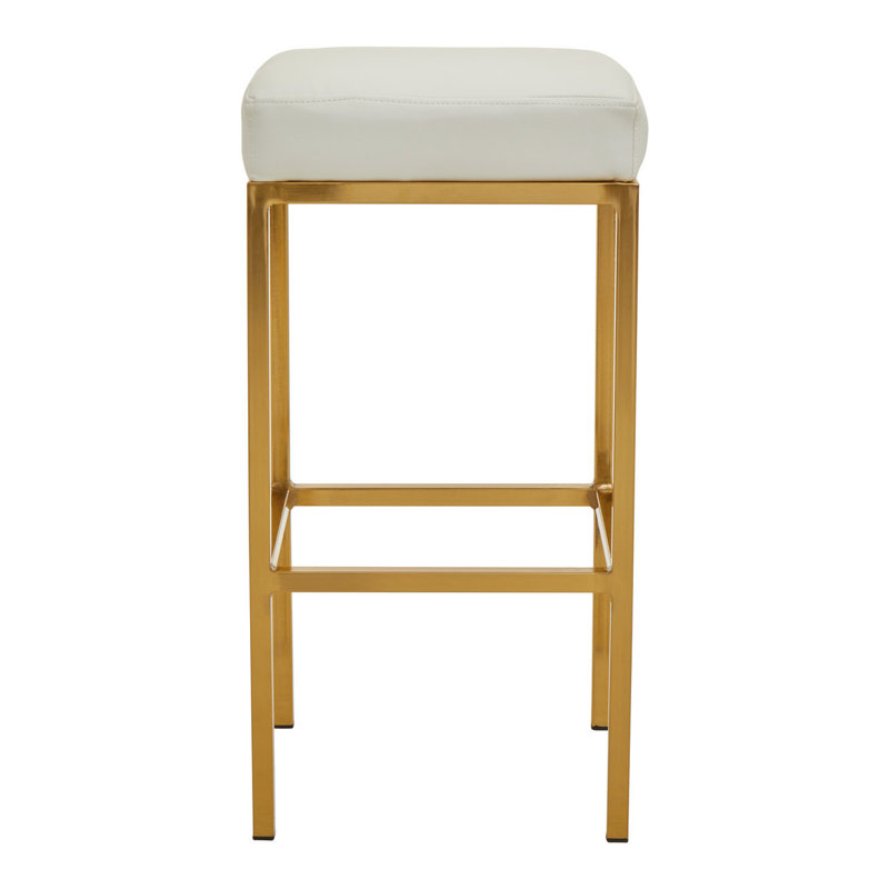 Avitable Upholstered Counter Stool with Metal Frame, Gold, White