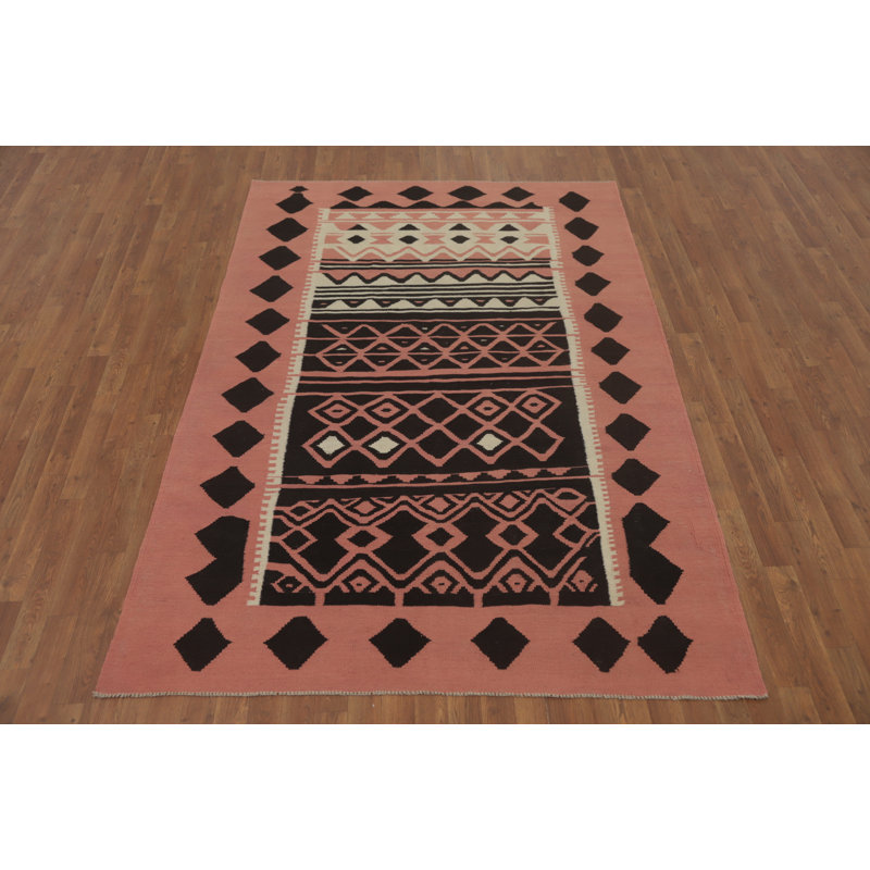 Tapis géométrique rose à motif géométrique oriental 6 x 8