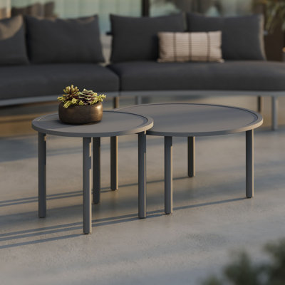 Ensemble de tables basses d'extérieur en aluminium 2 pièces Porta