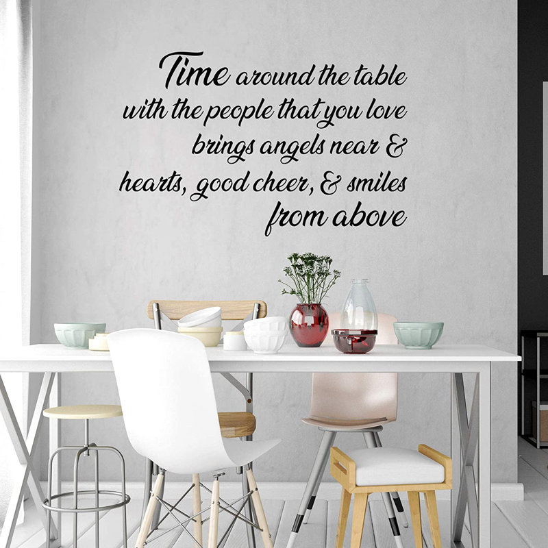 Adhésif décoratif "Time Around the table with the people that you Love", H 22 po x l 34,5 po, Noir