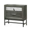 Ensemble de chambre à coucher grand lit, gris, argent, bois noir, ensemble de 3 pièces avec 2 tables de chevet-131006900