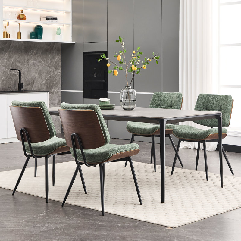 Fabric Upholstered Armless Chair, Green