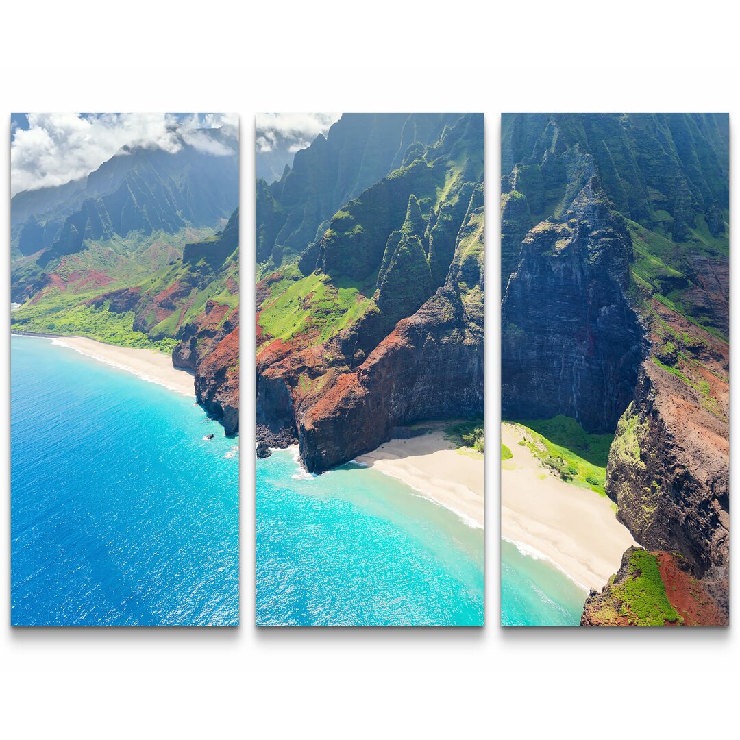 3-tlg. Leinwandbilder-Set Na Pali Küste auf Kauai Hawaii