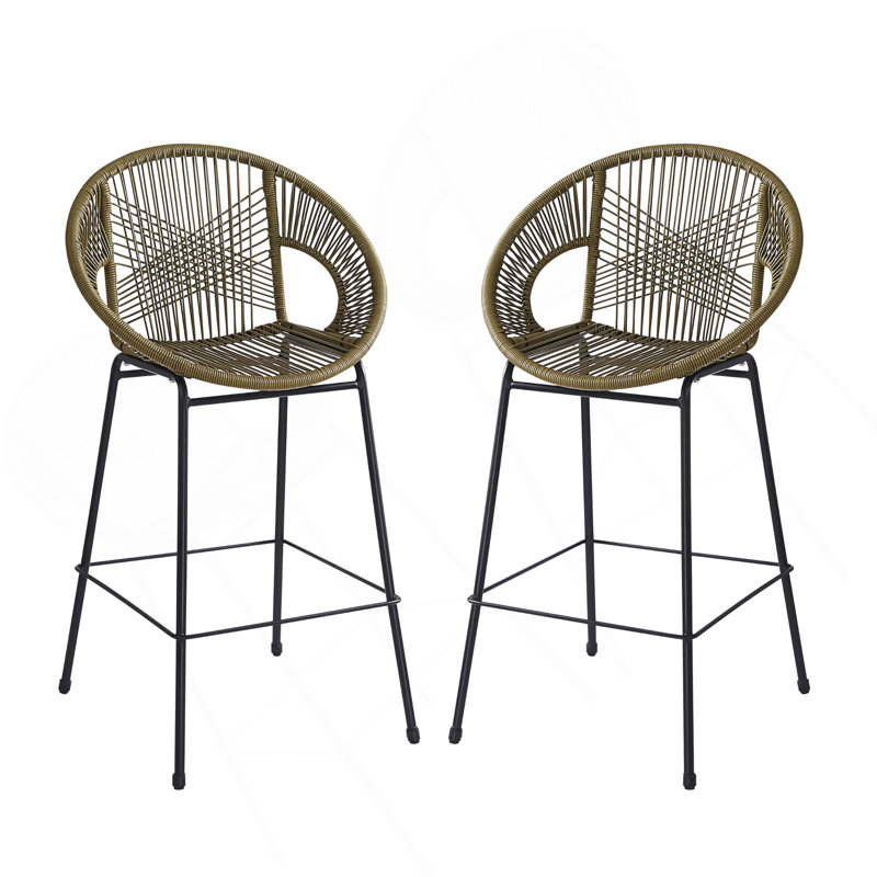 Tabouret de bar d'extérieur vert Ferrara, ensemble de 2