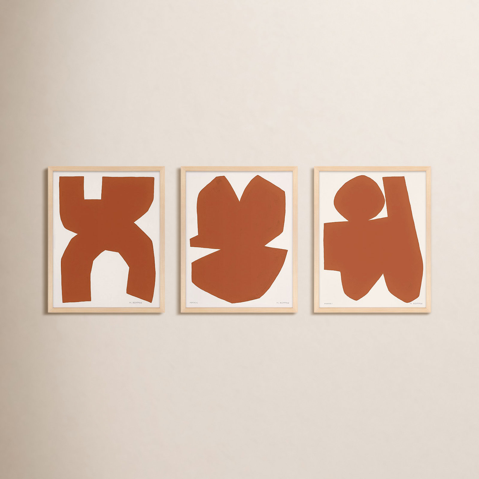 Terra Cotta "Terra Cotta" 3-Piece Print Set, Brown, 50'' H x 40'' W