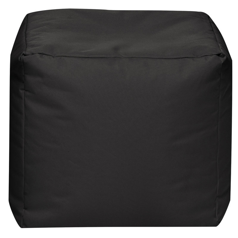Moseley 16" Square Bean Bag Pouf Ottoman, Water-Repellent, Black