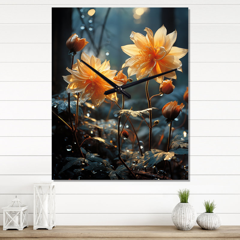 Horloge murale florale Wildflowers Sunkissed Petals, Grand