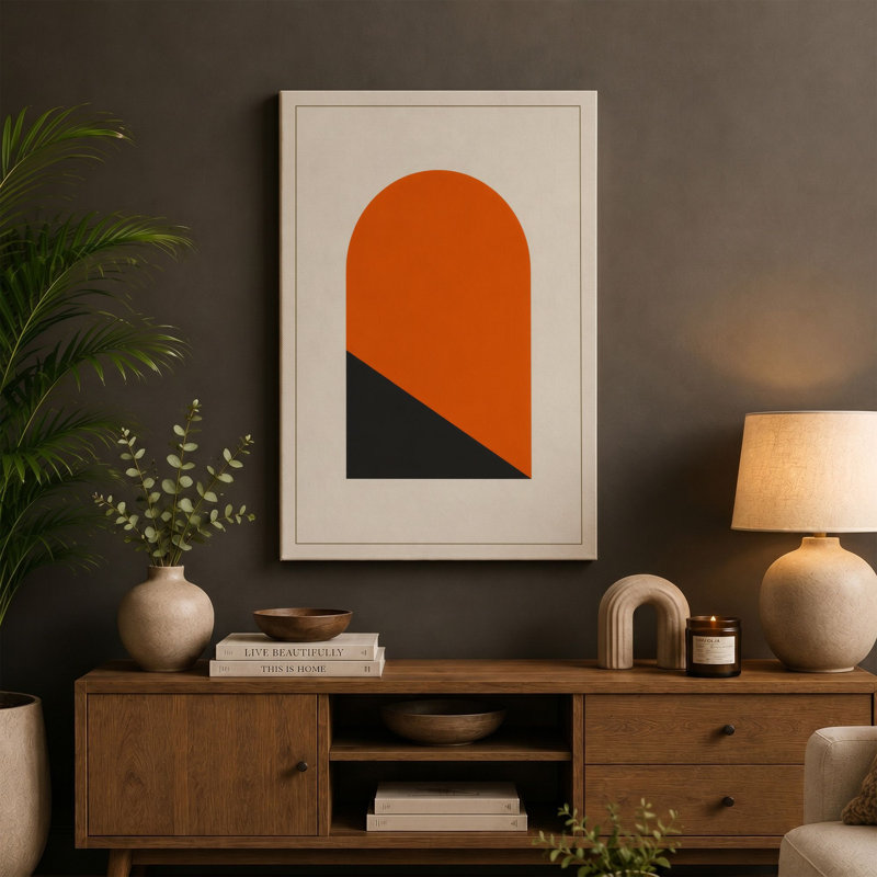 Divided Form Minimalist - Wrapped Canvas, 30x20 - 76.2 x 50.8 cm, Terracotta Border
