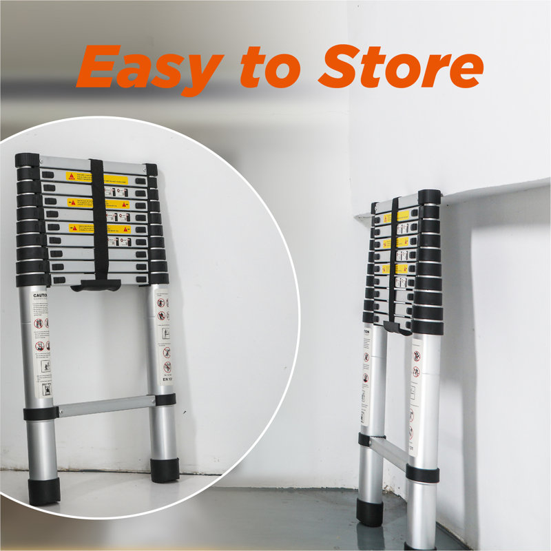 Échelle télescopique 10,5 pi, échelle télescopique, échelle pliante en alliage d'aluminium portable multi-usages pour le travail intérieur et extérieur, charge robuste de 300 lb