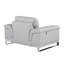 Chaise en cuir véritable gris clair-26164619