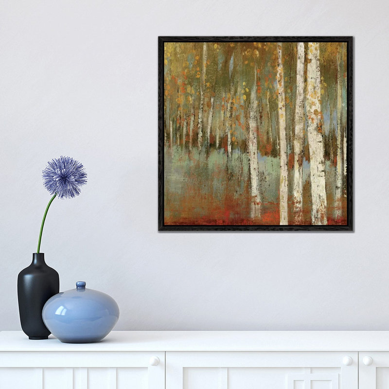 Along The Path I by Allison Pearce - Painting on Canvas, Black Framed Canvas, 45.72 cm H x 45.72 cm W