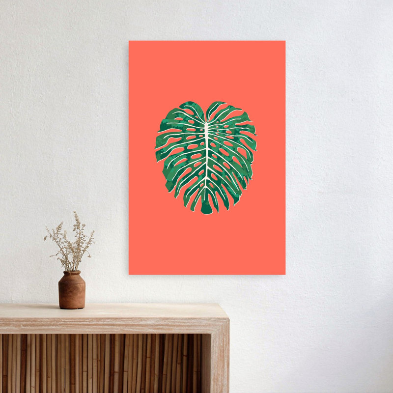 «Vibrant Monstera Leaf» audacieux, fromage biologique suisse, plante tropicale, impression d'art mural, 24" H x 16" W
