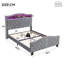 Grey Velvet Upholstered Storage Bed With LED Light-405405178