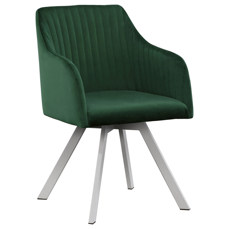 Asaria 19.5'' H Tufted Upholstered Armchair, Velvet Green, Chrome