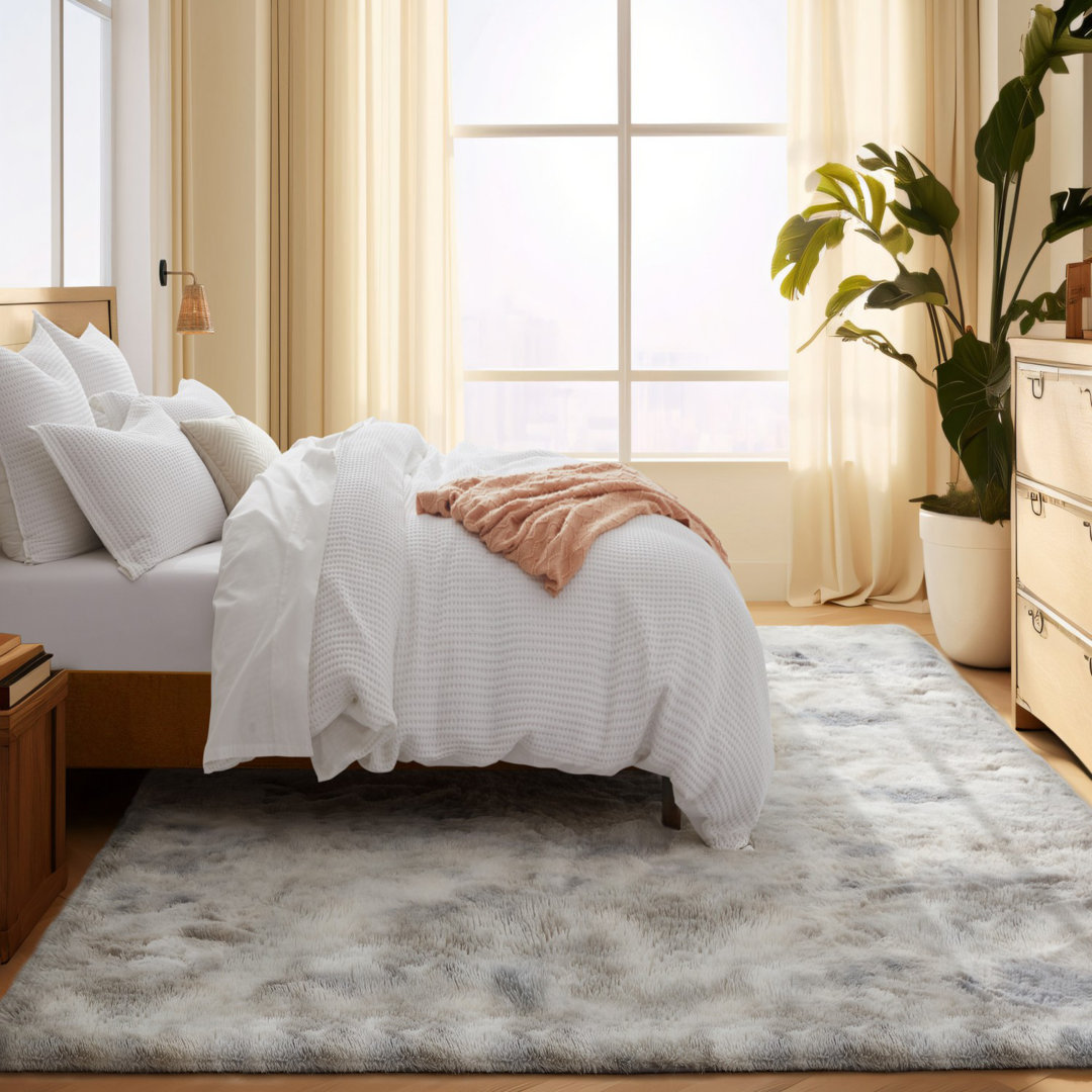 Adhrit Solid Colour Machine Woven Grey Area Rug