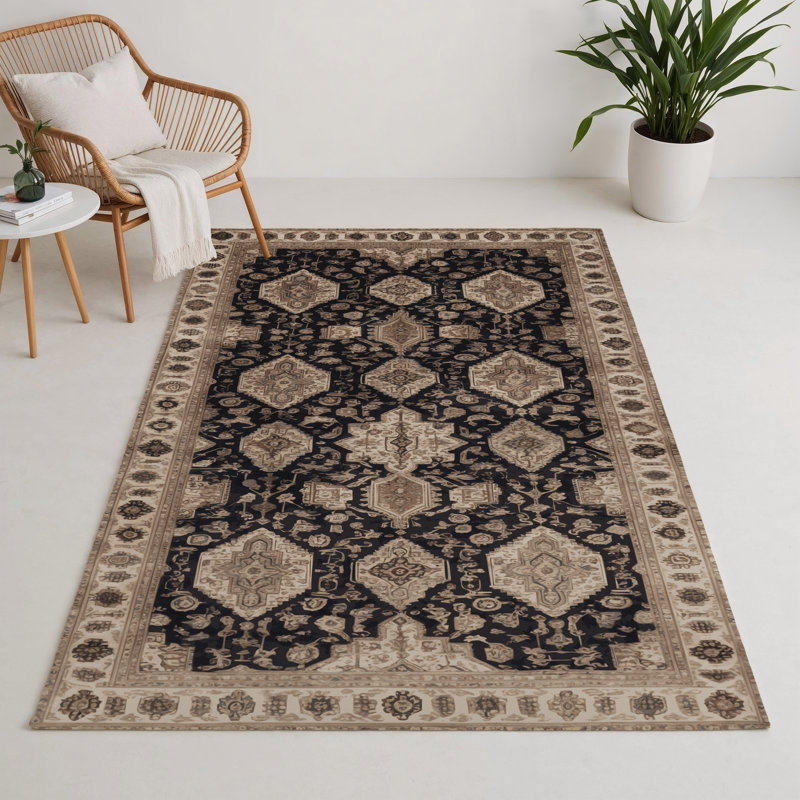Tapis d'intérieur et d'extérieur gris Persian, Rectangulaire 3 pi x 5 pi