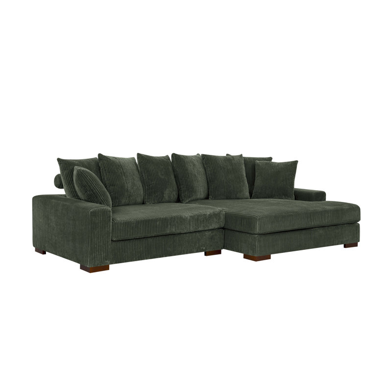 Canapé modulaire 2 pièces Papino, Velours côtelé vert foncé