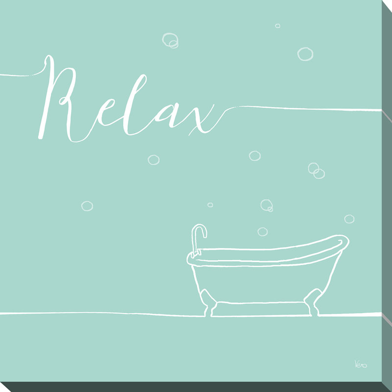 «Underline Bath V Teal», art textuel, H 28 po x l 28 po x P 1,5 po, Toile tendue