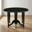 Ensemble de table ronde et de chaises de salle à manger en bois d'hévéa noir clair et tissu lin, avec pied central et 2 chaises Parson pour 2 personnes.