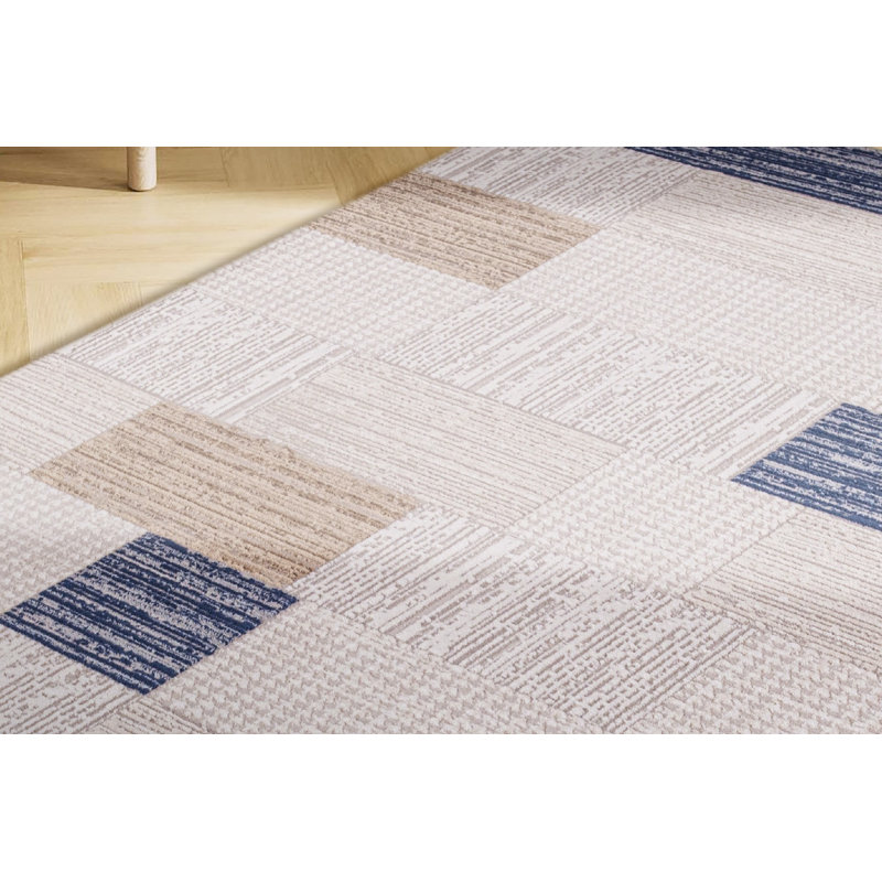 Tapis bleu marine de luxe 2,6 pi x 4,9 pi | 100% acrylique, hauteur des poils de 0,4 po | Tissé à la machine avec une base en coton / jute durable | Facile à nettoyer avec l'aspirateur et le détachant | Idéal pour les salons et les chambres modernes