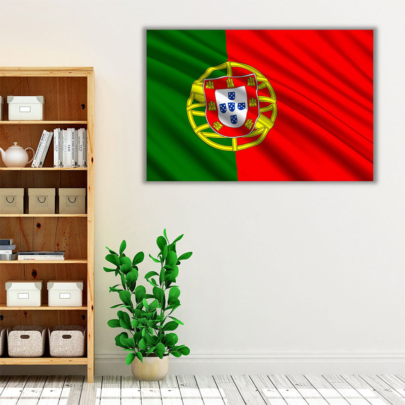 Drapeau du Portugal flottant - reproduction d'art sur toile, H 24 po x l 36 po