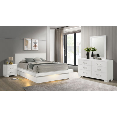  Janeigh 4-piece Queen LED Bedroom Set Snow White