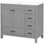Meuble-lavabo gris 36 po avec lavabo en céramique, 2 portes d'armoire à fermeture en douceur, 5 tiroirs spacieux, salle de bain et lavabo 36 po Silent Operation Design