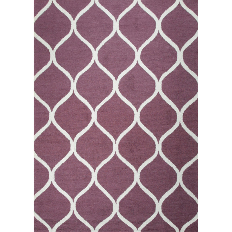 Hand Tufted Wool Area Rug in Blue, Purple