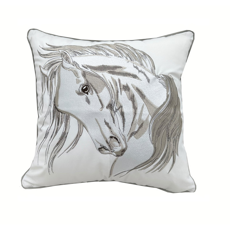 Embroidered Outdoor Throw Pillow