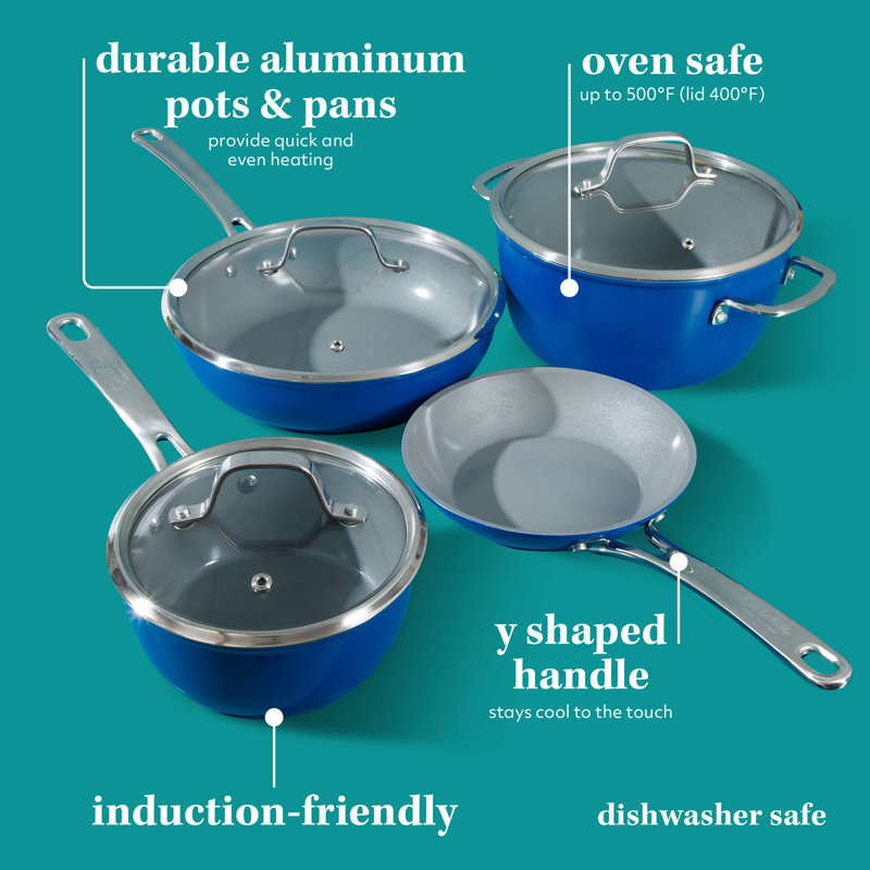 10 - Piece Non-Stick Aluminum Cookware Set, Blue
