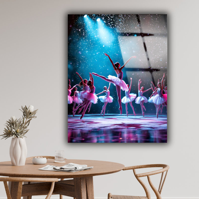 Impression de ballerine sur verre trempé, décor de danseur, H 40 po x l 30 po
