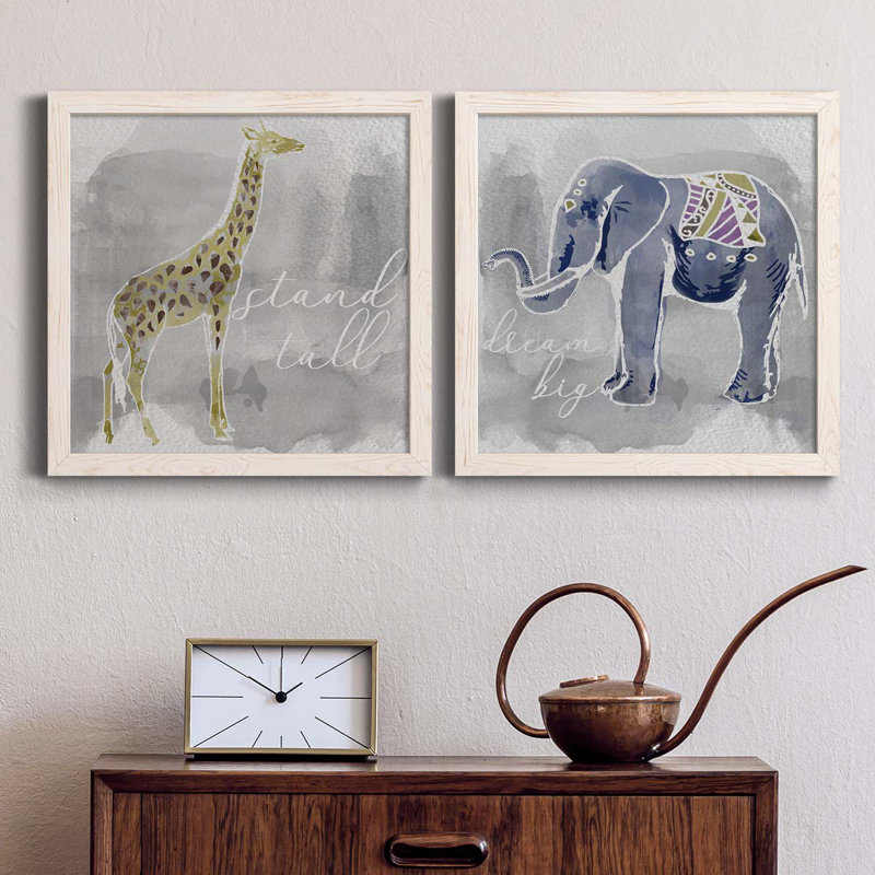 «Stand Tall», ensemble de 2 peintures sur toile encadrées, H 17 po x l 34 po x P 1,5 po, Cadre blanc