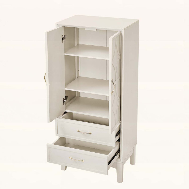 Retro Storage Cabinet With Doors And Drawers,For Entryway,Hallway,And Living Room, Antique White