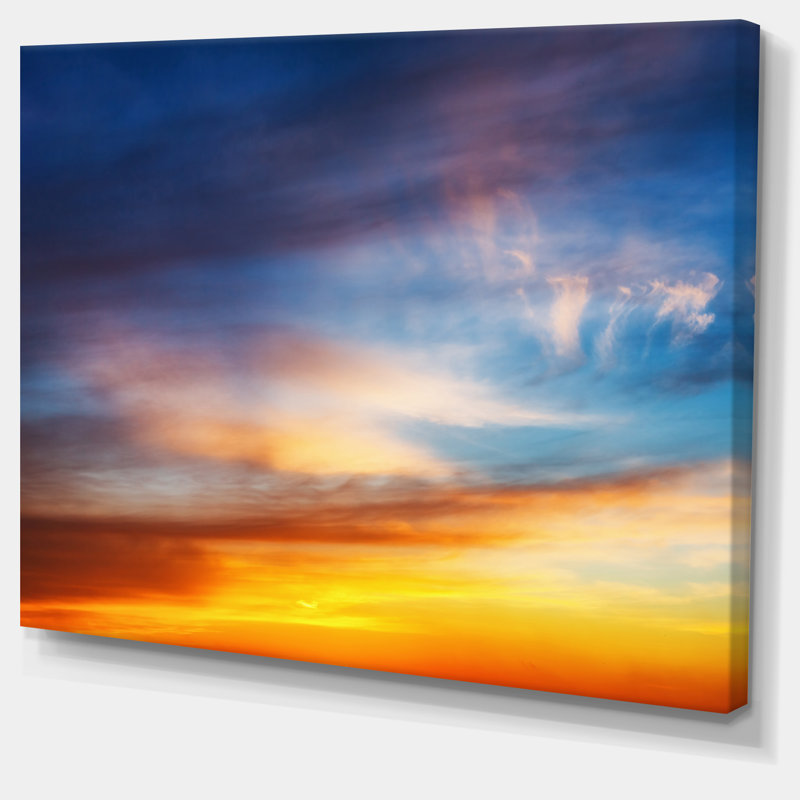 « coucher de soleil bleu ciel impressionnant », impression sur toile tendue, H 12 po x l 20 po