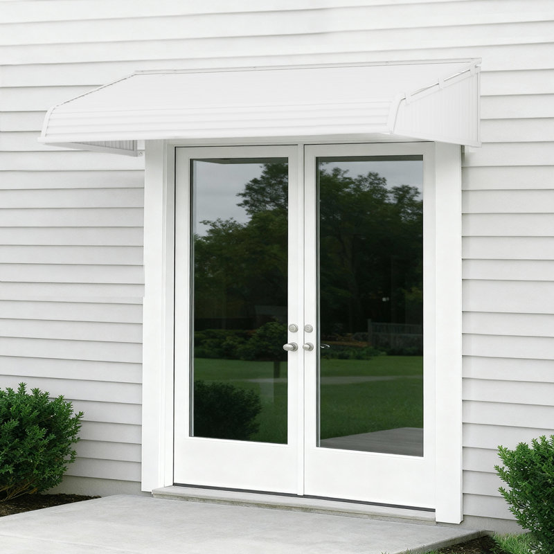 Auvent de fenêtre Kozyard l 72 po x P 40 po avec 2 ailes latérales, cadre en aluminium avec panneaux en PVC résistants aux chocs, angle de l'abat-jour réglé lors de l'installation, auvent de porte de protection contre la pluie, la neige et les rayons UV