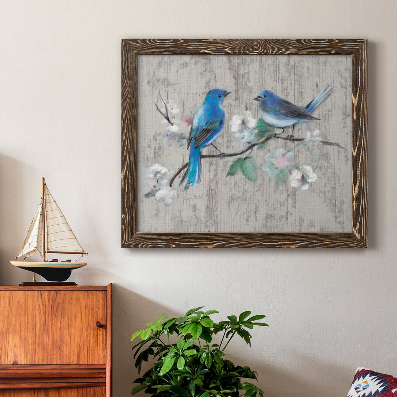 Chanson du printemps II - peinture sur toile encadrée, H 24 po x l 18 po x P 1,5 po, Noyer