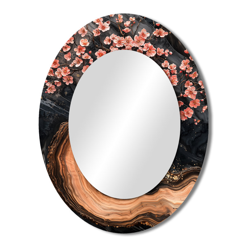 Miroir mural ovale Golden Cherry Blossom, 43 po x 33 po